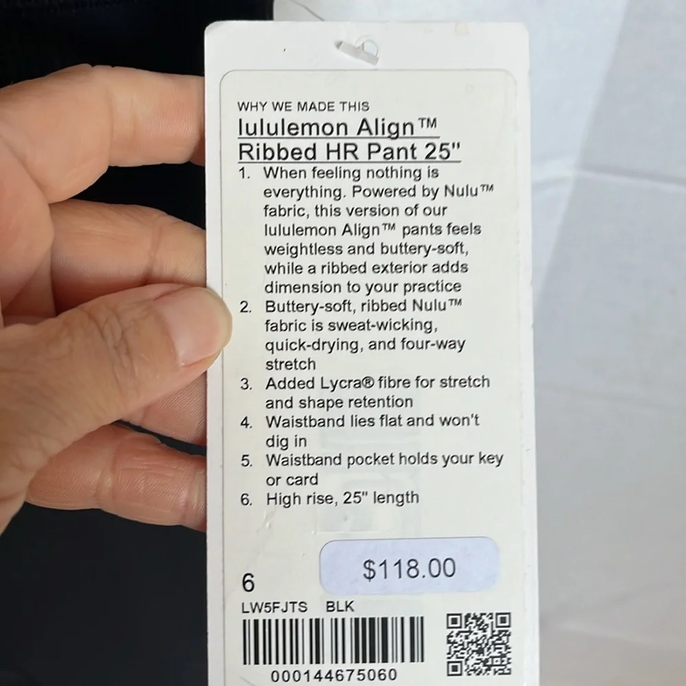 Lululemon Align Ribbed HR Pant 25” BLK - Picture 3 of 5